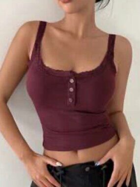 SHEIN Red Burgundy Cropped Tank Top